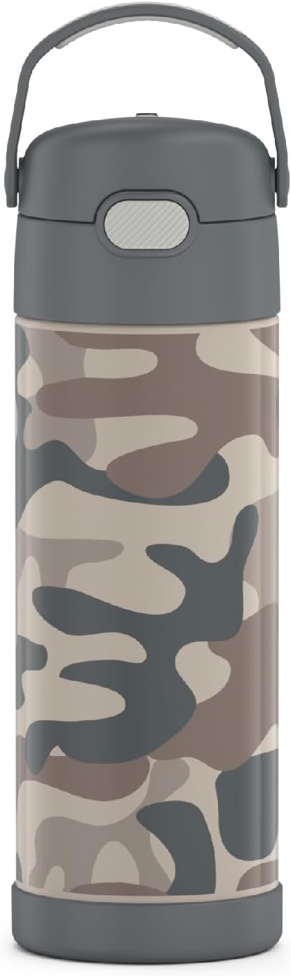 16 Ounce Stainless Steel Vacuum Insulated Bottle with Wide Spout Lid, Camo
