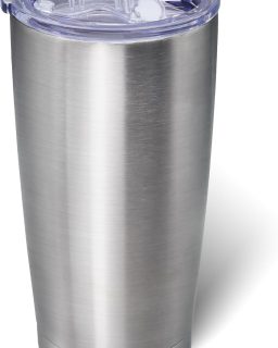 20oz Tumbler Bulk Stainless Steel Tumblers with Lid Vacuum Insulated Double Wall Travel Coffee Mug Powder Coated Tumbler Cup for Hot and Cold Drinks(Stainless Steel, 1 pack)