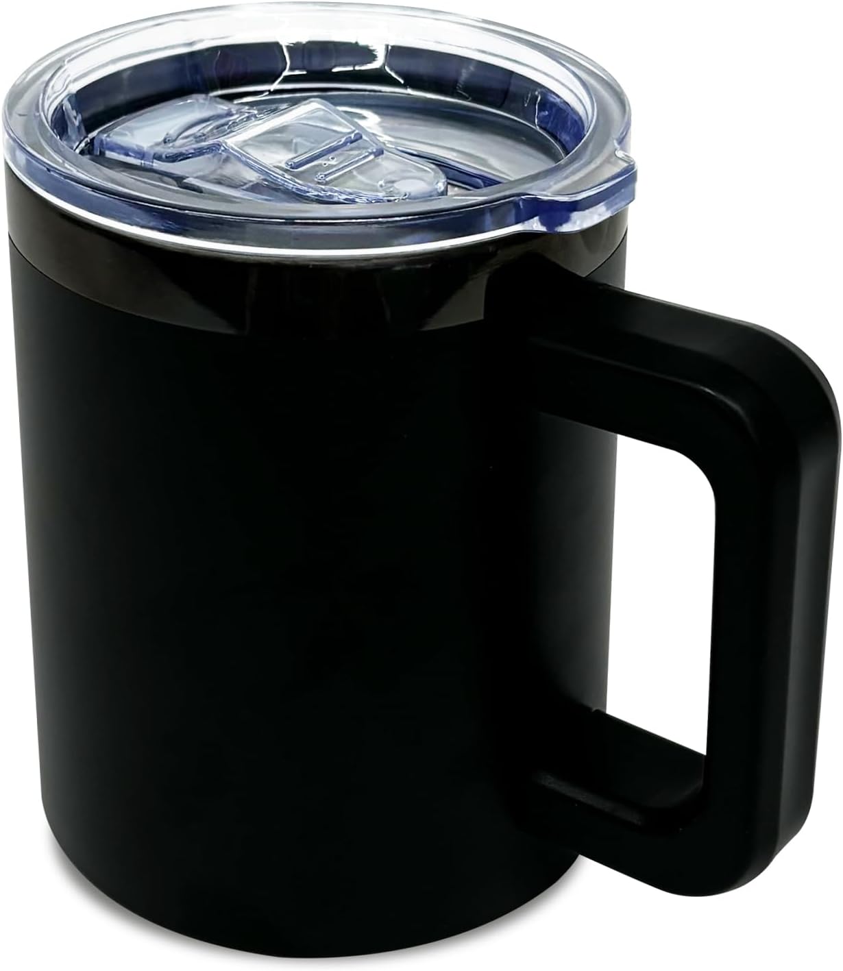 10 oz Tumbler with Handle and Straw Stainless Steel Insulated Coffee Mug for Laser Graving Powder Coated Cup with Black Plated(Black,1 pack)