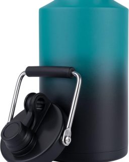 Insulated Gallon Jug with Handle, One Gallon, 128oz Stainless Steel, Large Double Vacuum Water Bottle for Hot & Cold Drinks, Wide Mouth, Sweat Proof, Great for Travel, Camping, Blue Gradient